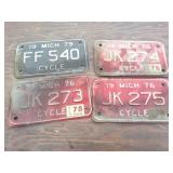 1976 AND 1978 MICHIGAN CYCLE LICENSE PLATES-4