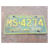 1968- MICHIGAN LICENSE PLATE