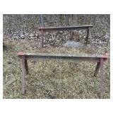 2- STEEL SAW HORSES AND ADJUSTABKE PLATFORM