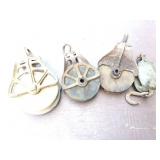 4- WOODEN PULLEYS- VINTAGE