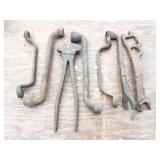 VINTAGE WRENCHES AND FENCE PLIERS