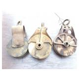 3- WOODEN PULLEYS