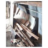 LARGE STEEL LOT- CONTENTS UNDER SHELF- IN CORNER