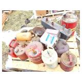 FUEL CANS AND NAIL LOT- CONTENTS OF PALLET