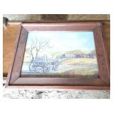 WAGON - TOWN- FRAMED WALL HANGING