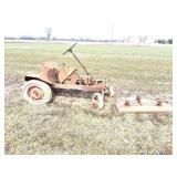 ANTIQUE TRACTOR WITH BELLY MOWER AND SHOP SAW