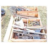 VINTAGE CAR JACKS- AX HANDLES- SCREWDRIVERS AND