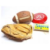 SPORTING GOODS- BASEBALL GLOVE- BALLS - FRUSBEES