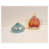 SMALL GLASS PURFUME BOTTLE AND OIL LAMP