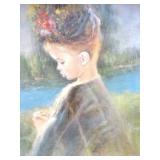 VINTAGE FRAMED PRINT- APPROXIMATELY- 23 INCHES BY