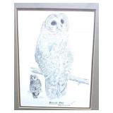 BARRED OWL- FRAMED- SIGNED- NUMBERED- DATED