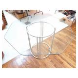GLASS TOP TABLE-NO CHAIRS- APPROXIMATELY 4 FOOT