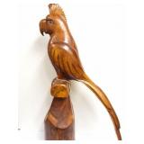 HAND MADE WOODEN PARROT- SIGNED- VERY HEAVY -
