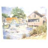 VIVIAN LONGFELLOW-" FISHTOWN WITH SWANS, LELAND,