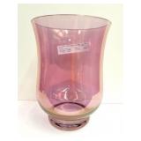 ROSE COLORED HURRICANE GLASS VASE