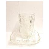 HEAVY GLASS- VASE AND SERVING DISH