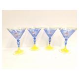 HAND PAINTED AND MADE MARTINI GLASSES- 4 GLASSES-