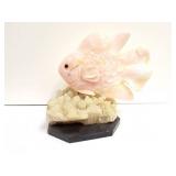 HAND CARVED SOAPSTONE FISH ON STAND - VERY NICE