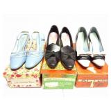 3 PAIRS LADIES VINTAGE SHOES WITH BOXES
