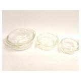 PYREX- 3 GLASS DISHES WITH MATCHING LIDS- ALL