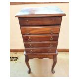 VINTAGE STANDING UORIGHT WOODEN JEWLERY BOX-