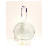 SIGNED GLASS ART DEOCR- TOP IS LOOSE-