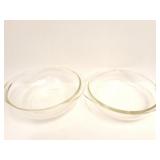 PYREX- 2 GLASS ROUND DISHES WITH HANDLES