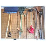OUTDOOR TOOLS- WALL LOT- ALL IMPLEMENT ON WALL