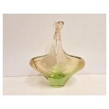 THREE TONE HEAVY GLASS BASKET- APPROXIMATELY 7