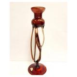 RED DECOR VASE- APPROXIMATELY 10 INCHES TALL
