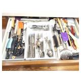 FLATWARE AND KITCHEN UTENSIL LOT- LARGE LOT
