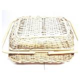 PICNIC BASKET WITH PICTURE FRAME CONTENTS