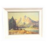 FRAMED PRINT- MONTAIN SCENE- APPROXIMATELY- 20
