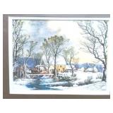 FRAMED WINTER SCENE - APPROXIMATELY- 16 INCHES BY