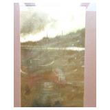 FRAMED GOLD - OCEAN AND BOAT ETCHING- FRAMED