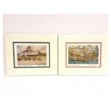 PAM E. WEBB- 2 PRINTS- WATERCOLOR COTTAGES AND
