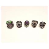 5 MENS SKULL RINGS