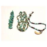 HAND MADE- BRACLET AND 2 NECKLACES- TURQUOISE AND
