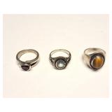 STERLING SILVER RINGS- 28 GRAMS INCLUDING STONES