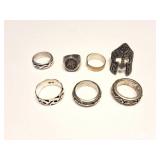 STERLING SILVER RINGS- 61.1 GRAMS TOTAL WEIGHT