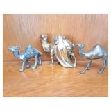 BRASS AND PEWTER CAMEL COLLECTION- 3 ITEMS