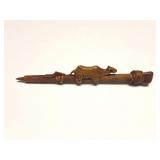 HAND CARVED PEN COVER- STONE AND SYNTHETIC- CAMEL