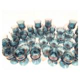 VI I HEAVY BLUE GLASS STEM WARE- VERY NICE- LARGE