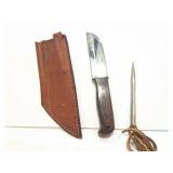 KA- BAR KNIFE WITH LEATHER SHEATH AND TACTICAL