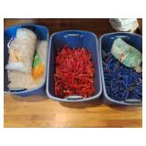 SHOTGUN WADS AND 2 TOTES OF EYMPTY SHELLS