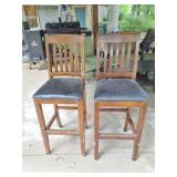 2- TALL BAR STOOLS WITH BACKS AND CUSHIONS