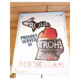 STROHS MICHIGAN TIN SIGN- APPROXIMATELY- 2 FOOT