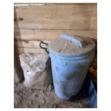 GARBAGE CAN WITH WHITE HYDRATED LIME CONTENTS AND
