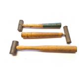 3 - SMALL BRASS HAMMERS