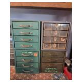 SMALL ME5AL ORGANIZERS WITH GUN PARTS AND